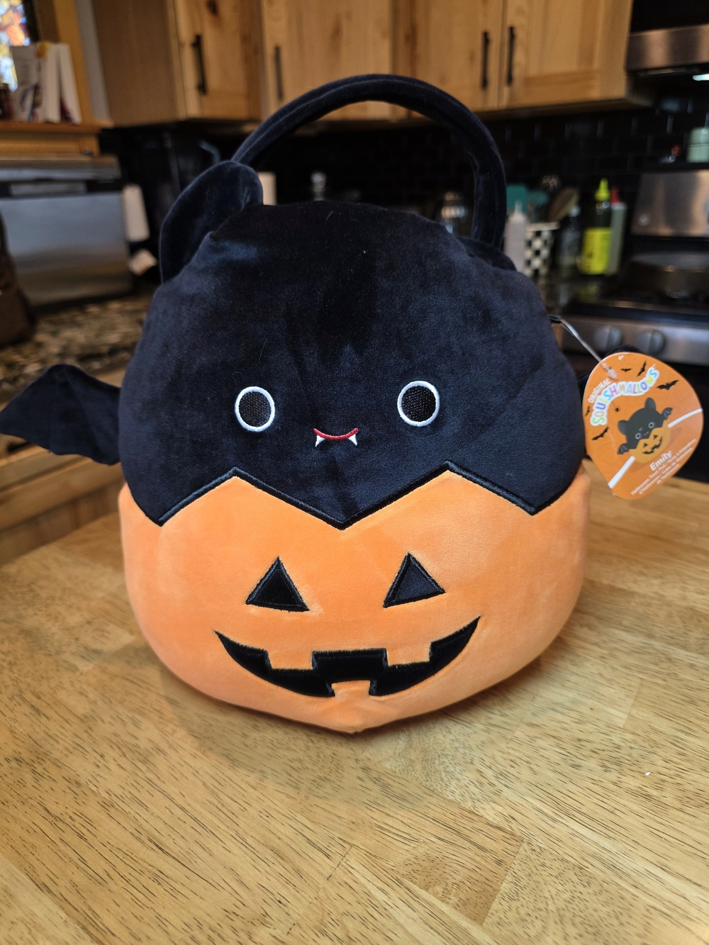 Squishmallows Emily Halloween Pumpkin Bat Plush - Orange & Black